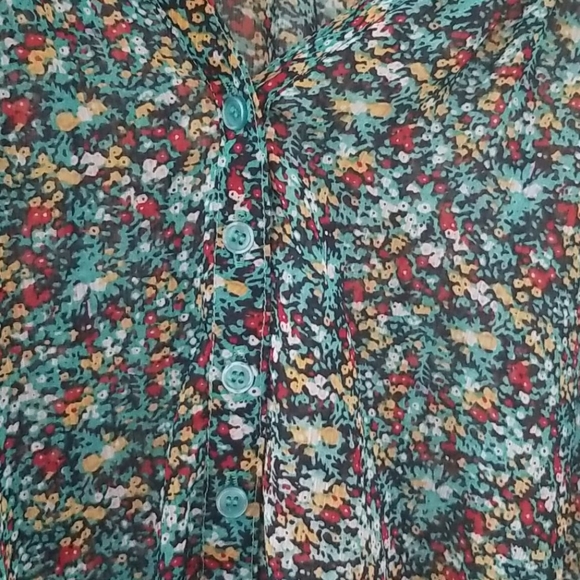 Floral turquoise top - Picture 2 of 3